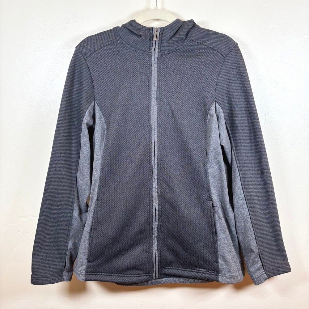 ExOfficio Womens Thermique Fleece Hoodie Jacket Full Zip XL Gray Active Outdoors